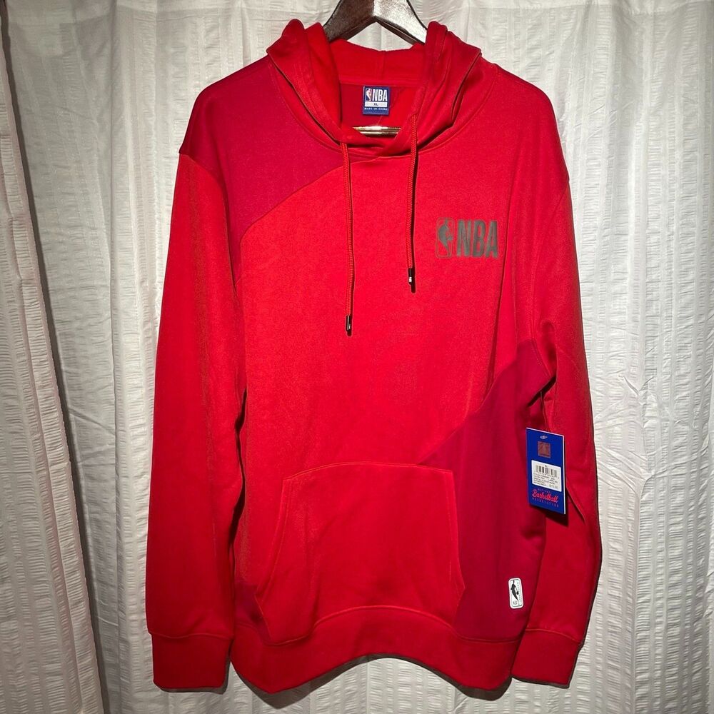 NBA Orbital Fleece Hoodie XL Red Colorblock ZHMI508F Basketball Pullover NWT